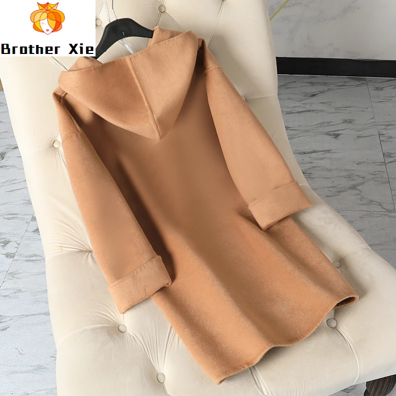 

cashmere coat of new fund of 2020 autumn winters is female in long hooded jacket show thin fashion han edition