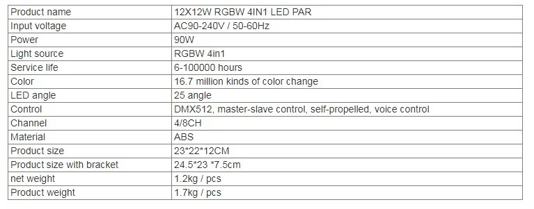 6 шт./лот 12x12 Вт горит Пар RGBW 4in1 12*12 Вт ABS Материал Телевизор с номинальной dmx512 disco огни профессиональный этап dj оборудование