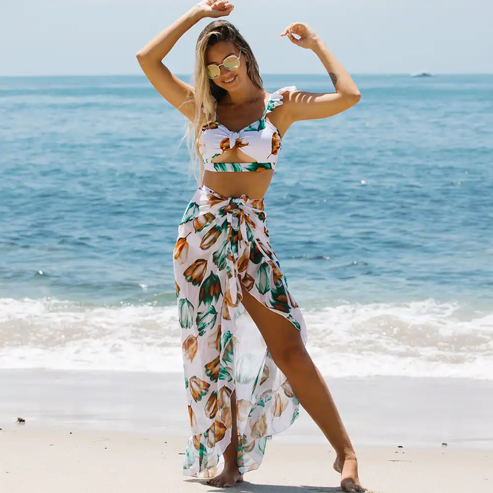 Pareo Largo De Playa Para Mujer - Suave, Con Borlas, 2 Piezas Para Cubrir Bikini O Usar Como Falda O Chal