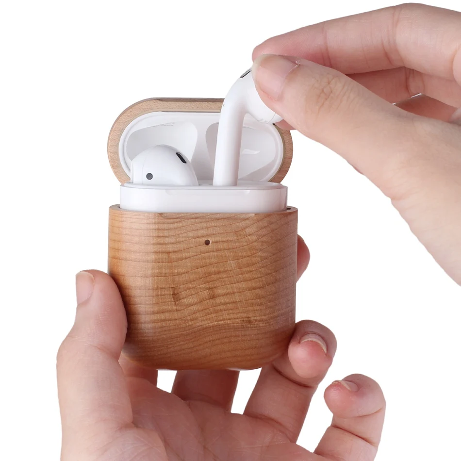 Для AirPods чехол 1 2 натуральный противоударный Деревянный чехол для AirPods 2 Премиум кожаный сшитый Чехол ручной работы чехол для Airpods