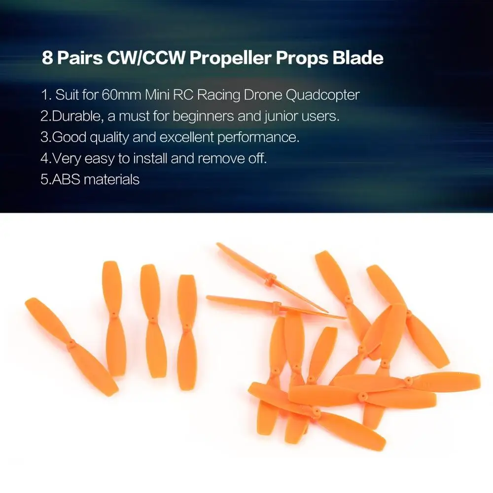 orange 8 пар CW/CCW пропеллер реквизит лезвие для RC 60 мм мини гоночный Дрон Квадрокоптер самолет БПЛА Запчасти Аксессуары компонент - Цвет: orange