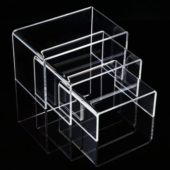 

3pcs Acrylic Display Risers 3 Size Steps Acrylic Display Stand Anti-Corrosion Clear Showcase Display Shelf for Figure Buffet