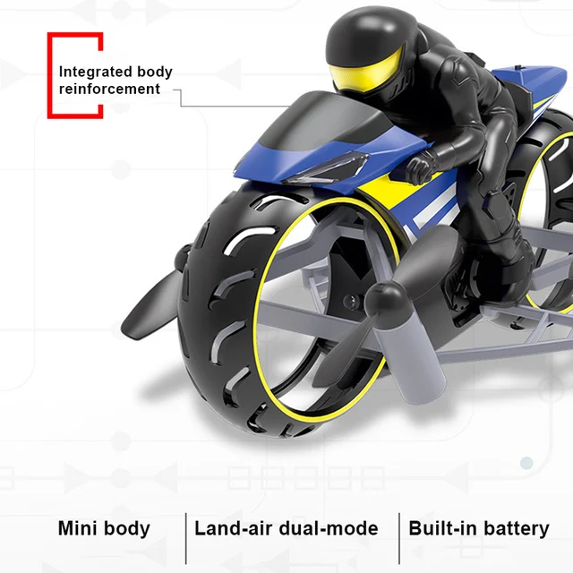 RC Motorcycle Amphibious Remote Control Four-Axle UAV One Key Roll Light Aircraft Model LBV 4