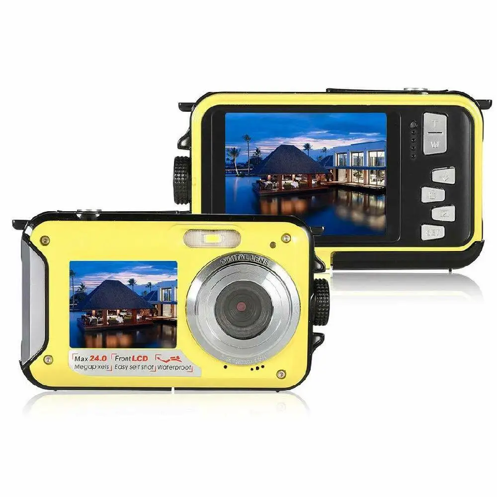 BEESCLOVER TFT Цифровая камера водонепроницаемая 24MP MAX 1080P двойной экран 16x цифровой зум видеокамера HD268 подводная камера r20 - Цвет: yellow