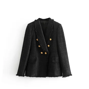 

Autumn 2009 women's new style of self-cultivation temperament classic small fragrance double-breasted jacket twill tweed suit short jacket