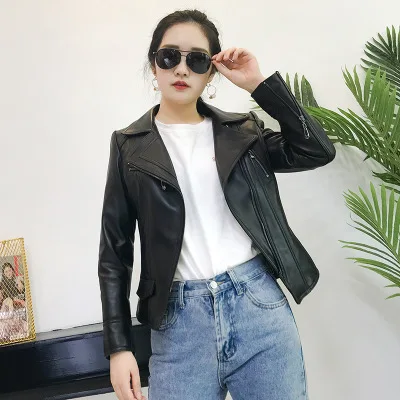 

2020 Women Spring Genuine Real Sheep Leather Jacket W9