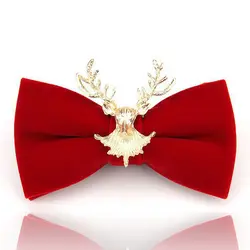 Красные рождественские галстуки-бабочки для мужчин, дизайнерские модные черные зеленые фиолетовые синие галстуки на шею, Золотая брошь с