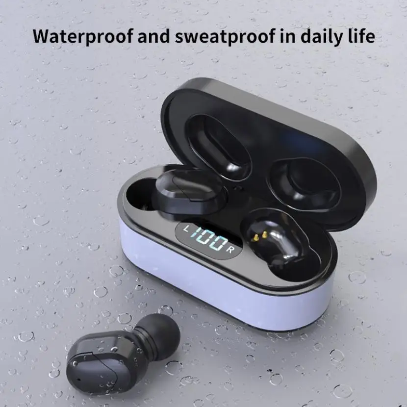 Waterproof TWS Bluetooth Wireless Headphone Sports Gaming Headset PC Bluetooth Earphone Noise Canceling Earbuds for Microphone