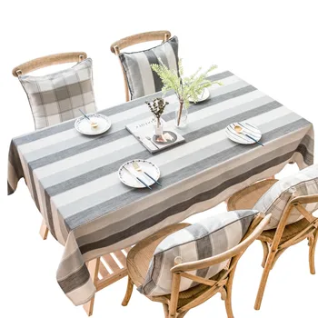 

Striped Cotton Linen Tablecloth Dining Table Cushion Rectangular Tea Table Tablecloth