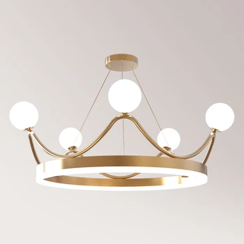 

Postmodern novelty luxury crown LED pendant lights bedroom round fixture living room decor lighting girl bedroom hanging lamp