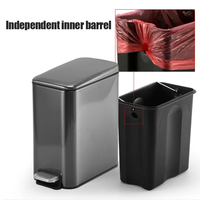 5L Rectangular Small Stainless Steel Step Trash Can Wastebasket Garbage Container Bin for Bathroom Dropshipping FAS