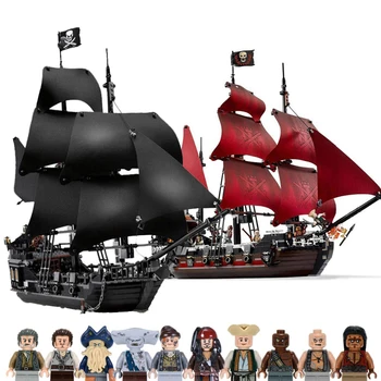 

Black Pearl Ship With Lepining Pirate Ships 4184 4195 Caribbean Model Building Blocks Boys Birthday Gifts Kid Toys