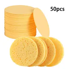 Губки для лица натуральные сжатые целлюлозы 50 шт. Экологичные многоразовые подушечки для снятия макияжа Губка для отшелушивания лица