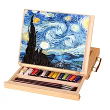 Mylifeюнит деревянный Настольный эскиз мольберт регулируемая переносная живопись мольберт художника чемодан краски аппаратные средства ящик для хранения мольберт