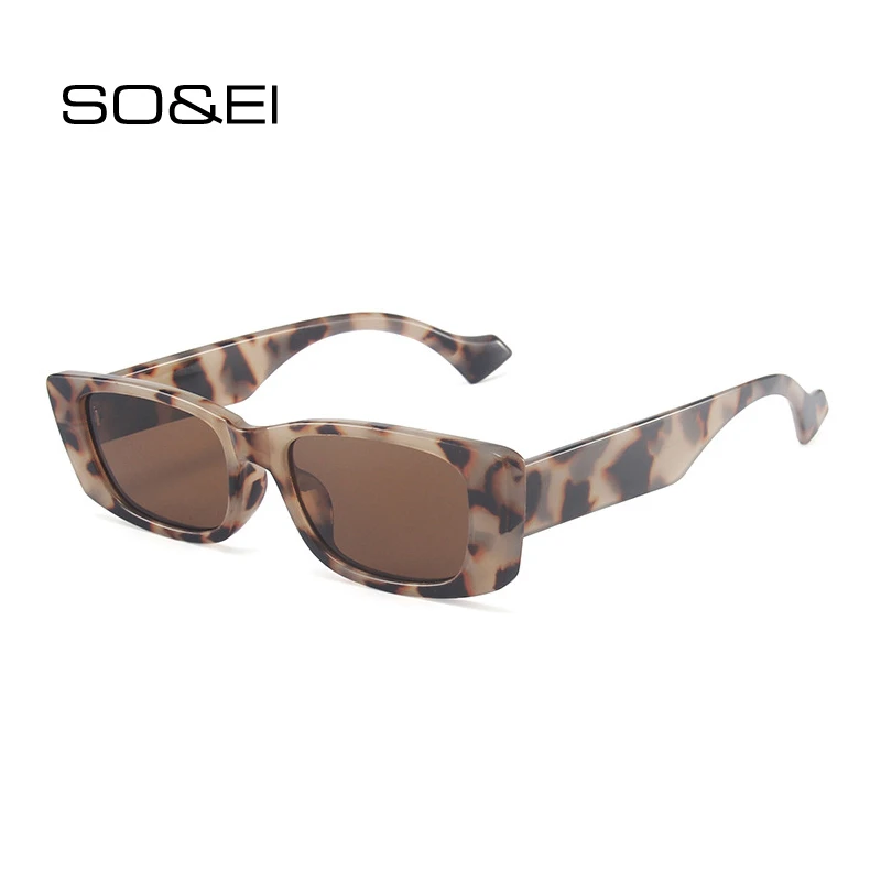 SO&EI Retro Small Rectangle Sunglasses Women Ins Popular Fashion Candy Color Eyewear Men Square Sun Glasses Shades UV400 fashion sunglasses