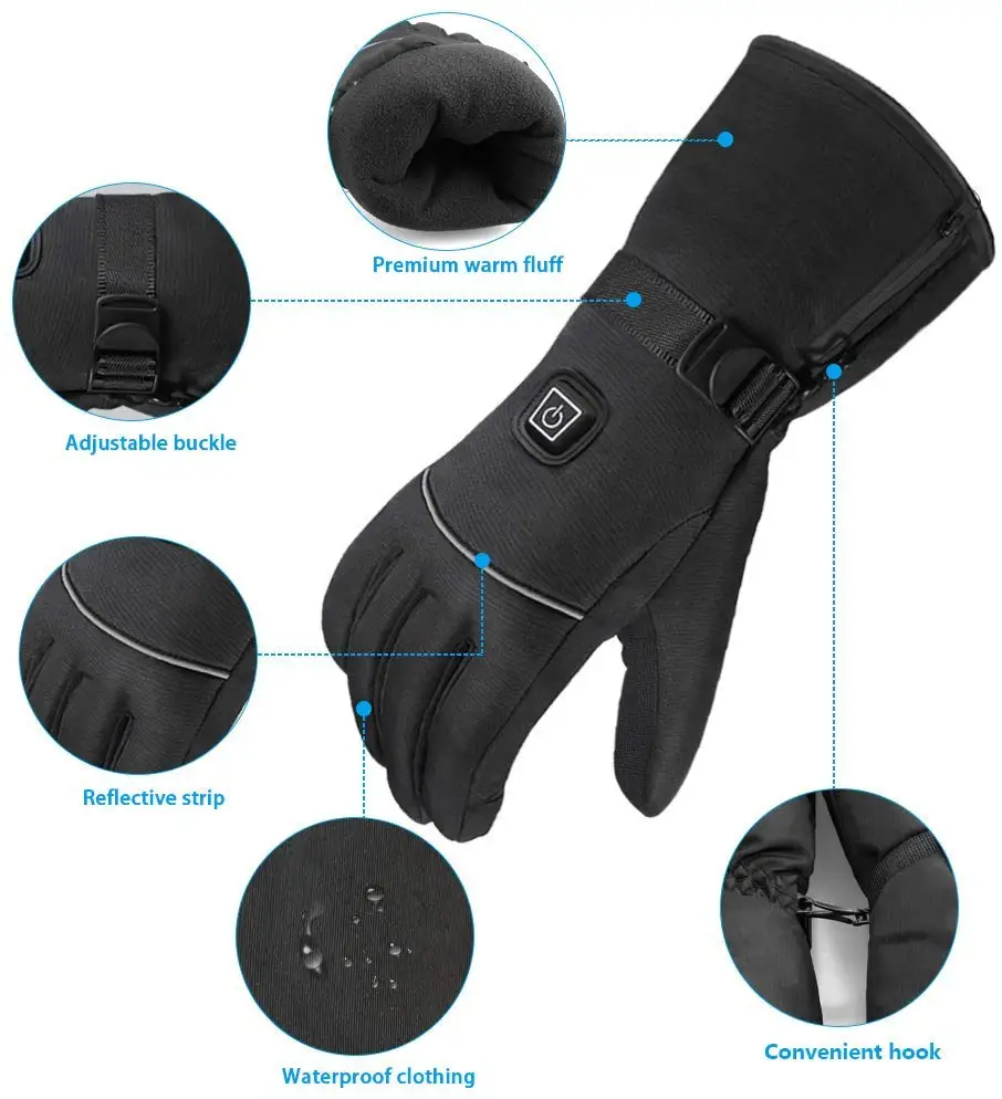 Зимние перчатки с подогревом с электрическим аккумулятором и сенсорным экраном, теплые перчатки для рук с контролем температуры, водонепроницаемые спортивные перчатки на открытом воздухе, лучший подарок
