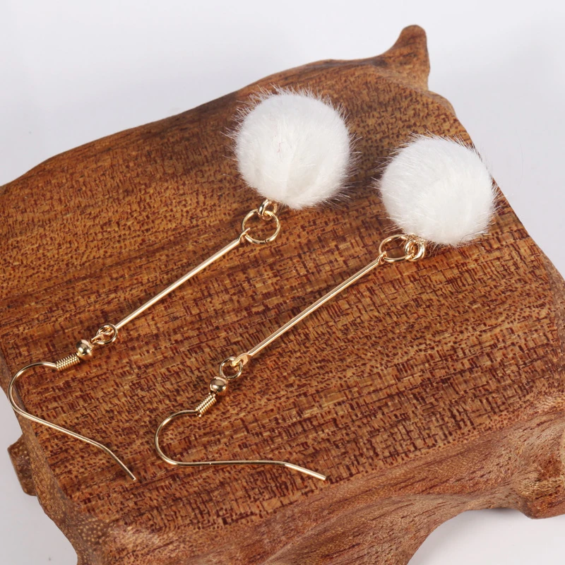 Color Cute woolly ball asymmetry simple pearl earings fashion jewelry