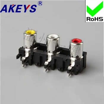 

5 pcs AV3-8 .4 -5 1B with core socket 6-foot RCA Block 3-hole PCB welded audio and video socket Lotus