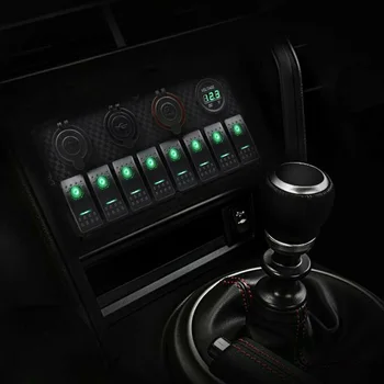 

Part Toggle Switch Panel 8Gang Car Marine 3.1A Dual USB Switch Panel Green LED