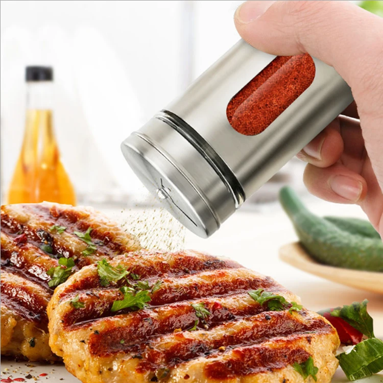 

Stainless Steel Spice Jars Seasoning Cans Rotate Cover Salt Pepper Shakers Toothpick Condiment Storage Bottle Kitchen