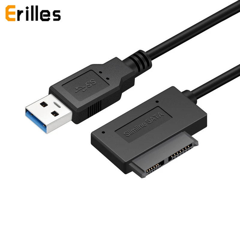 

USB 3.0 to Sata 7+6 13 Pin Adapter Converter Cable Slimline USB SATA Drive Quick Data Transfer Cord for PC Laptop CD/DVD ROM