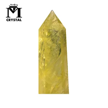 

Natural Citrine quartz crystal column Yellow creastly point healing wand Hexagonal Treatment Stone Decoration Ornament rock