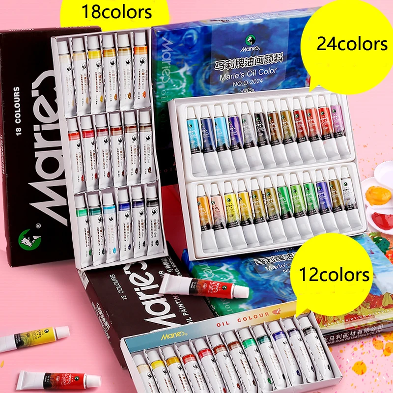 

12 / 18 / 24 Colors 12ML Professional Tube Oil Paint Sets for Children Drawing Tools for Free Art Supply