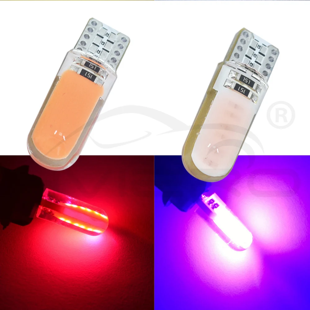 Hviero T10 W5W Red COB LED Silicagel Waterproof 194 501 Wedge Led Car Marker Light Reading Dome Lamp Auto Parking Bulbs for lada DC 12V
