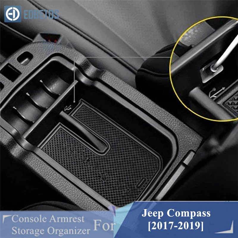 Для Jeep Compass 2017 2018 2019 MK2 аксессуары подлокотник коробка для хранения в центральной