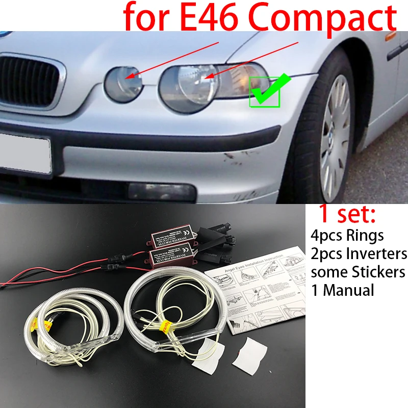 HochiModule-Anneau Halo Blanc Chaud pour BMW Série 3 E46 1998-2005, Lumière  de Jour Ultra Lumineuse DRL CCFL, Kit Yeux d'Ange et Démon - AliExpress