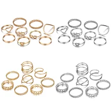Juego de anillos de plata de oro Vienkim para mujer, anillo de dedo con lazo de corazón Vintage, 2019, nudillos, joyería de moda femenina, regalos de boda
