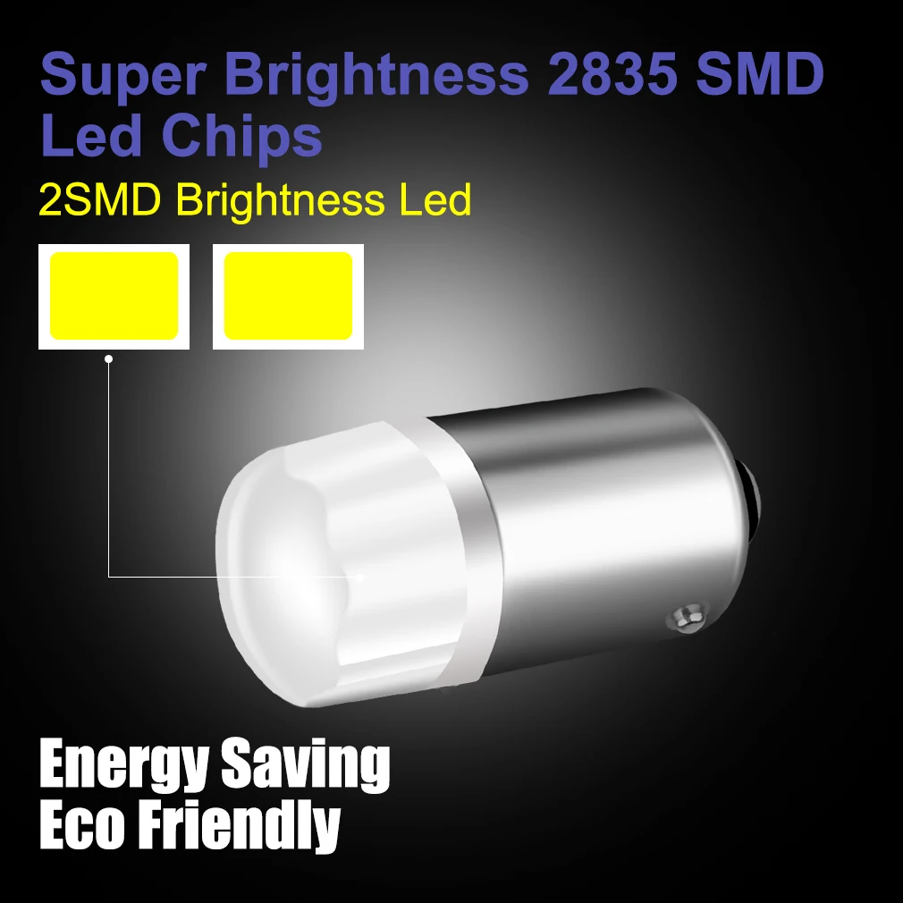 LED Car Bulbs 2pcs BA9S T4W T2W T3W H5W 2 LED 2835 SMD 12913 12910 12929 LED Indicator Bulb License Plate DC 12V