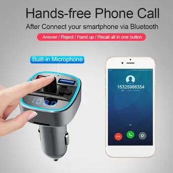 

FM Transmitter Wireless Bluetooth 5.0 Handsfree Car MP3 Player Dual USB Charger E7CA