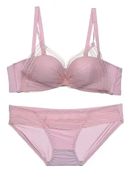 

Anlito Underwear Women's Thin Girl Bra Student Triangle Cup Bras Slim Breathable No-rim Bralette Adjustable Lingerie Set