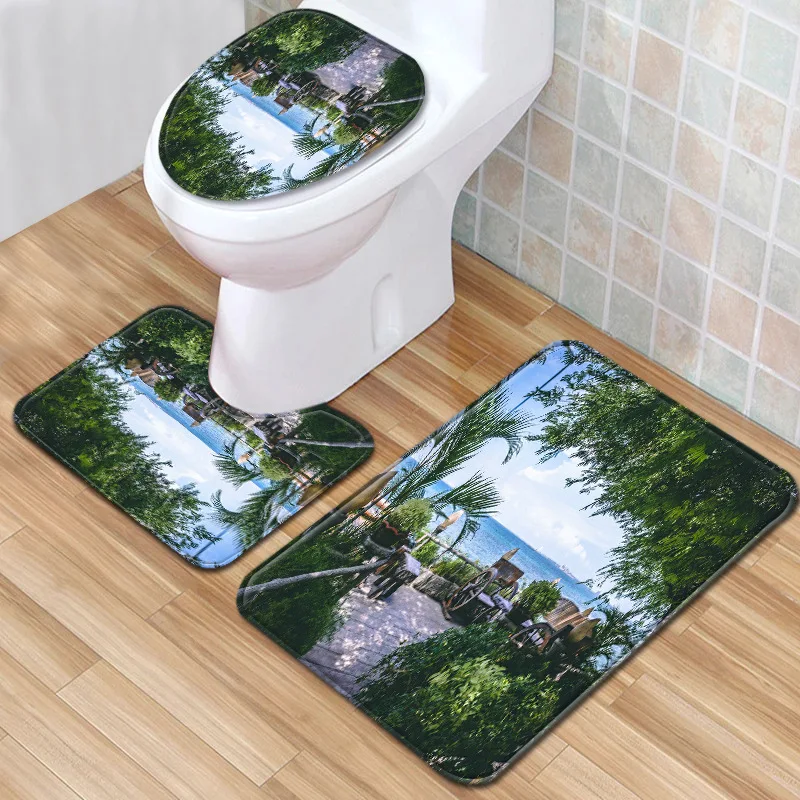 3D Печатный пляжный живописный ковер коврик для ванной комнаты Набор из 3