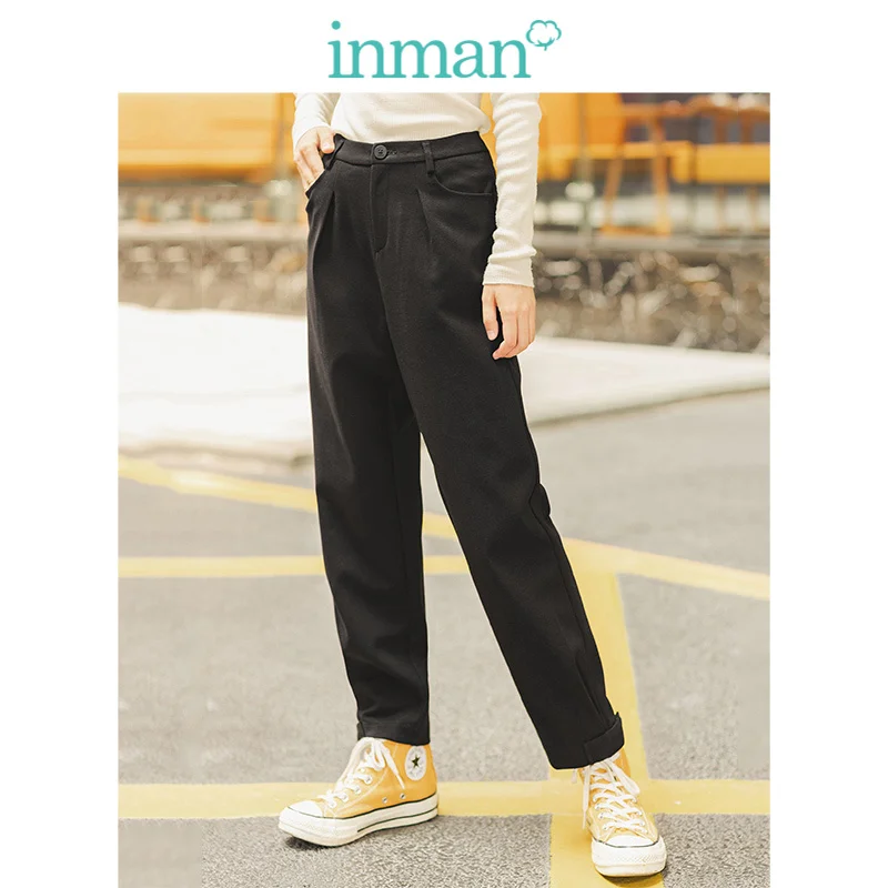 

INMAN Winter Literary Slim All Matched Warm Women Long Pants