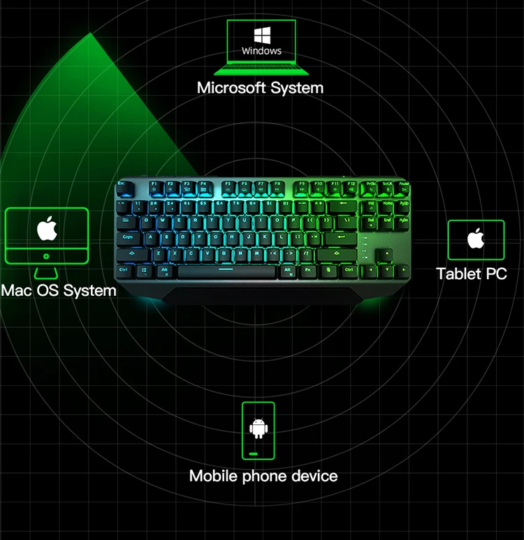 Teclas para Jogos k7 sem Fio Machenike-teclado Mecânico Bluetooth Interruptor Azul Teclado Gamer 87 3.0 8 High Quality Computador e Escritório