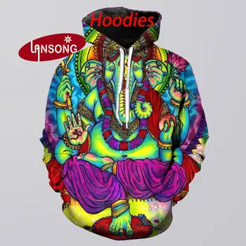 

hoodies men 3d print winter coat ganesha psychedelic weashirts/pants jacket men suit short homme clothes men hip hop streetwears