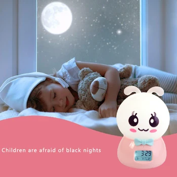 

Desktop Silicone USB Rechargeable Color Changing Cartoon Animal Touch Switch Alarm Clock Night Light Atmosphere Bedside