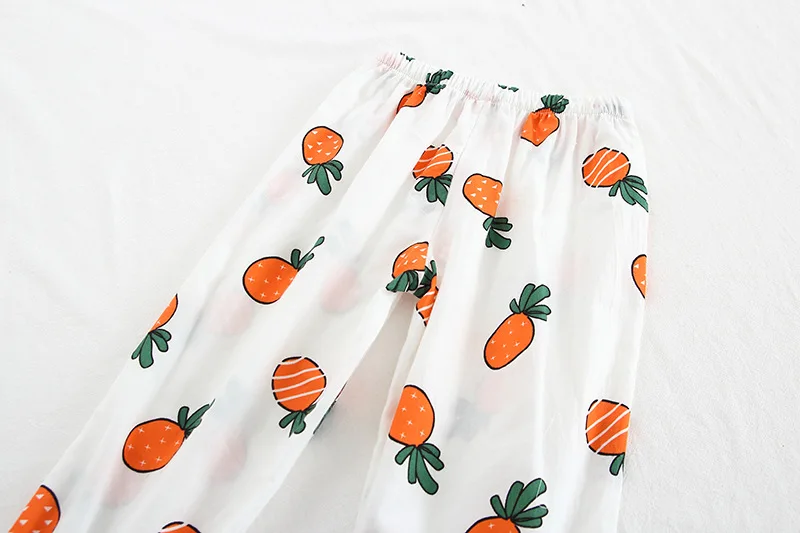 Детская одежда 2019 осень, для девочек, длинная, принт вишни ананас кружевной спортивный костюм, Детские пижамные комплекты