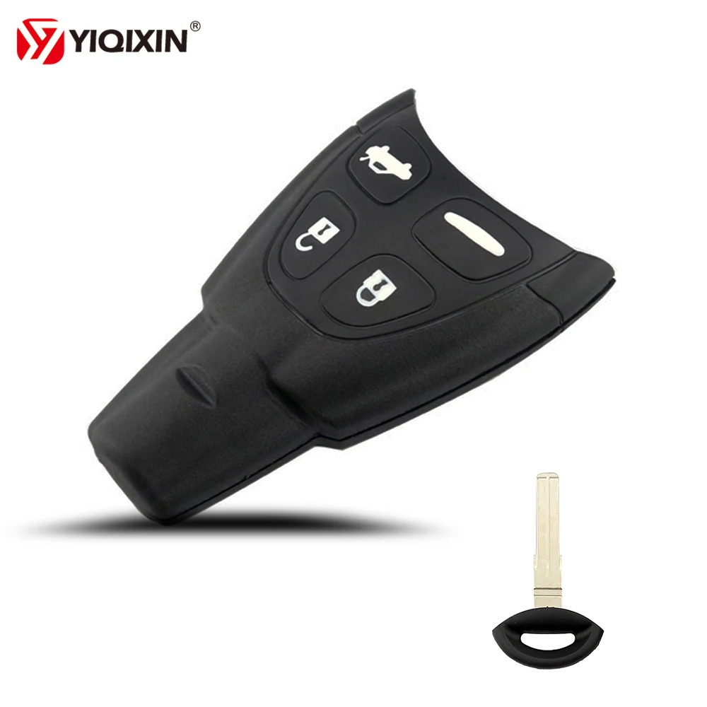 YIQIXIN 4 Button Replacement Remote Car Key Shell Case For Saab 93 95 9-3 9-5 2003-2007 Soft Rubber Button Keyless Key Fob Cover