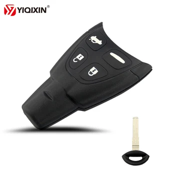 Keyforkesscustodia a conchiglia per chiave a distanza per auto a 4 pulsanti di ricambio per Saab 93 95 9-3 9-5 2003-2007 pulsante in gomma morbida coperchio portachiavi senza chiave