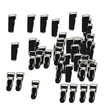 

50pcs Black Suspender Ends Corset Belt Clips Stocking Strap Hooks Grips
