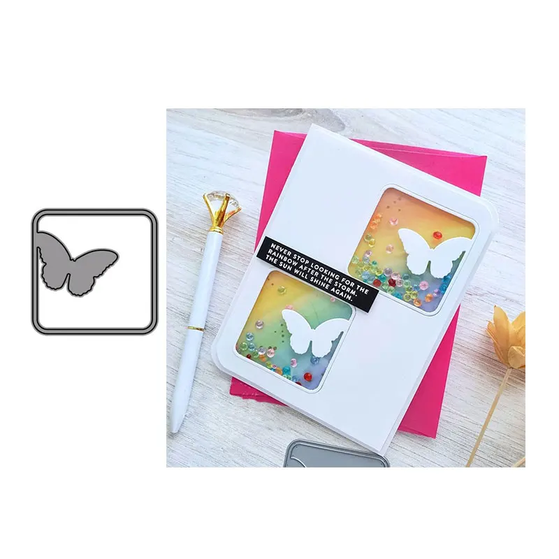 

JCarter Metal Cutting Dies Scrapbooking Butterfly Square Frame Die Cut Craft Stencil Paper Knife Card Make Decoration 2019 Die