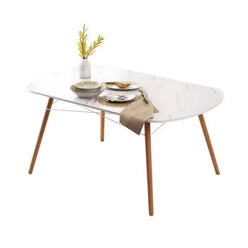

Solid wood dining table marble small family dining table rectangular practical table