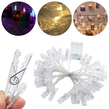 

1m 10led Photo Clips String Lights Battery Powered Wedding Party NEW Paintings Pictures Card Hanging Photos Lamp Bedroom