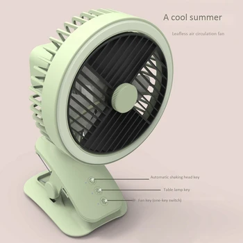 

1200mAh Portable Mini USB Fan W9 Electric With Light Desktop Computer Table Fan 3 Speeds Home Office Ventilator Low Noise Fan