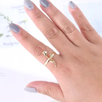 

Gold Filled Rose Flowers Charm Rings for Women Hip Hop Jewelry Best Friends Free Size Anel Masculino Engagement Gift