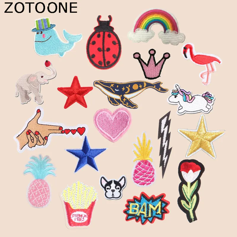 ZOTOONE нашивки в форме единорога животного наклейки с Фламинго сердца утюжок для