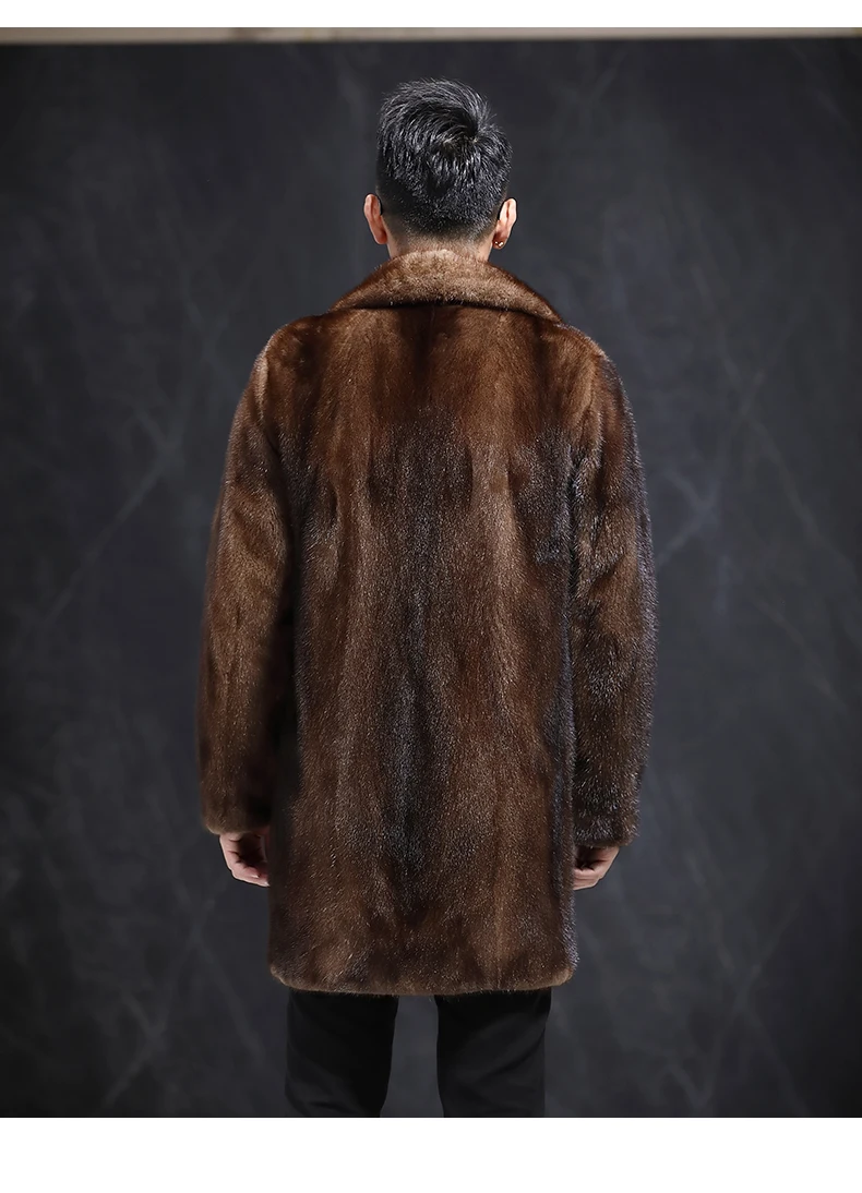 Натуральное Норковое меховое зимнее пальто для мужчин, новая мода, с отворотом, утолщенные, теплые, из натурального меха норки, куртки для мужчин, пальто, одежда высокого качества